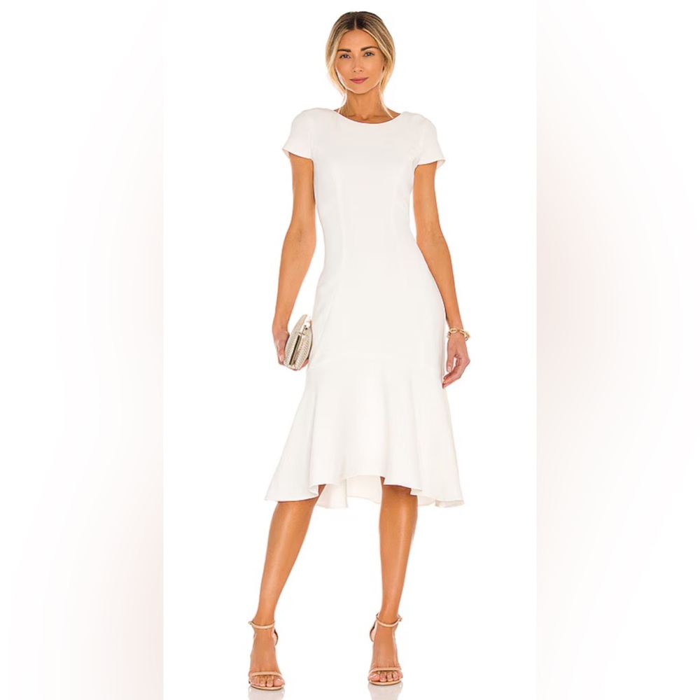 Amanda Uprichard Revolve Evalina Flounce Hem Ivory Dress Size Medium